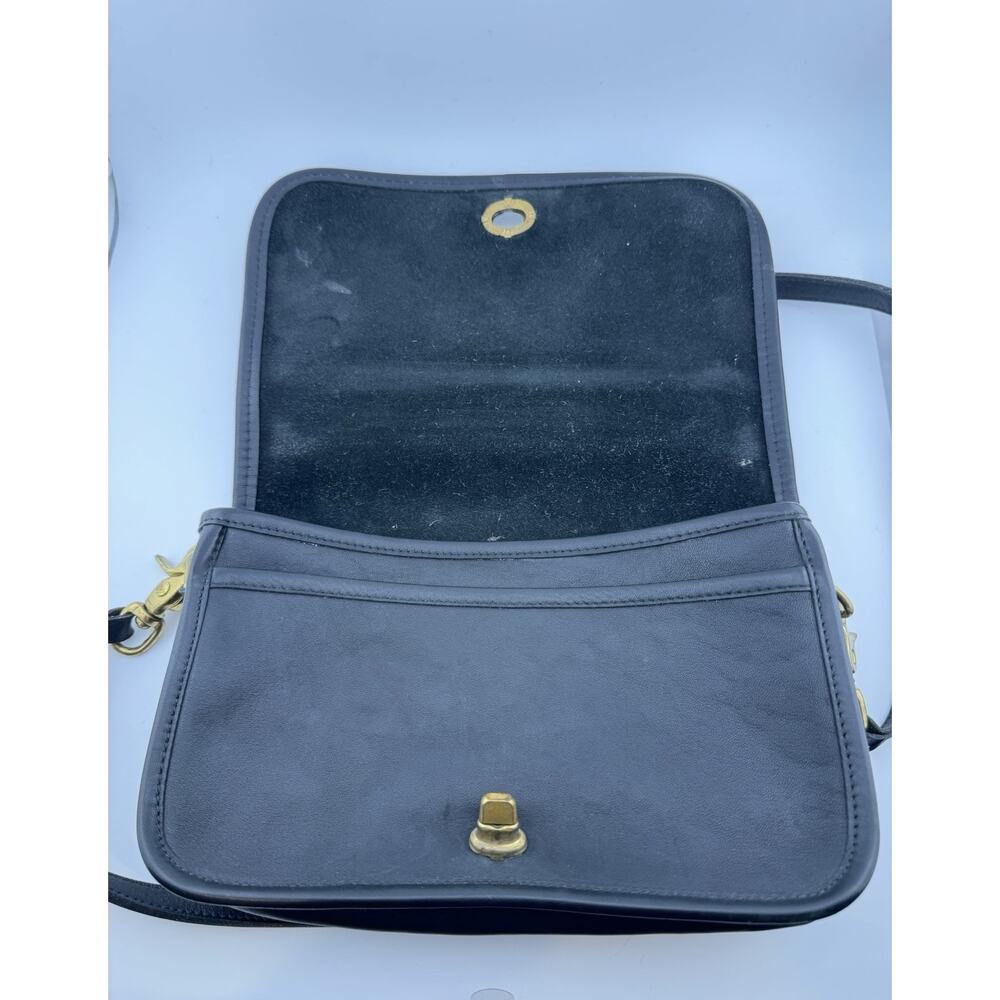 Vintage 1990s Coach Compact Pouch Crossbody Bag Black Minimalist Timeless - Picture 7 of 14